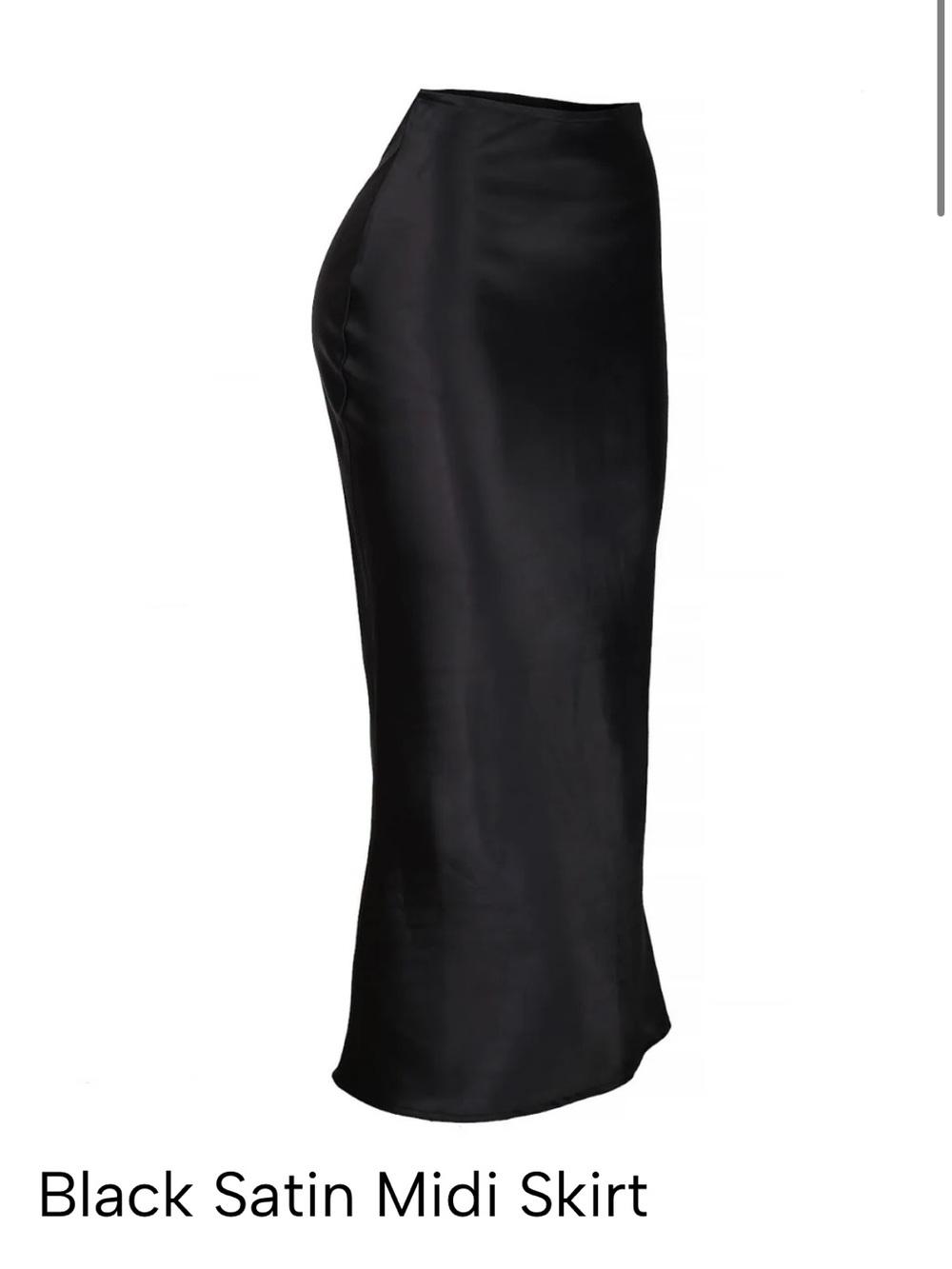 Sleek Black Satin Midi Skirt — High Waist Elegance